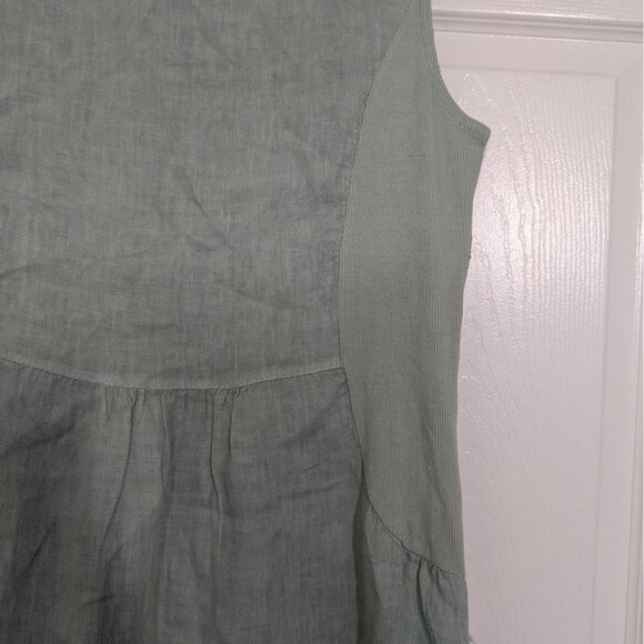 Lungo Larno Crochet Linen Dress Womens Size Small Green Italian Sleeveless Shift - Picture 9 of 13